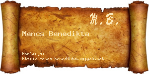 Mencs Benedikta névjegykártya